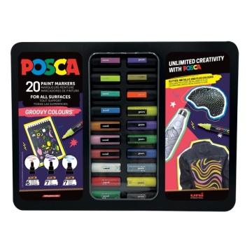 Set 20 marker UNI Posca Groovy Colours, cutie metalica - C4307 - Img 2