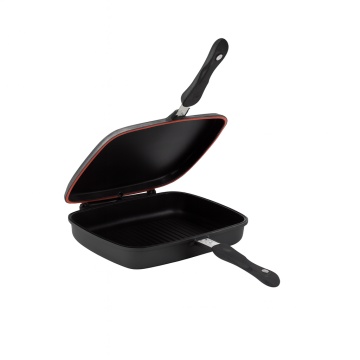 Tigaie dubla FLORIA, 30cm, aluminiu parti detasabile, suprafata antiaderenta, usor de curatat, ZLN7019, negru