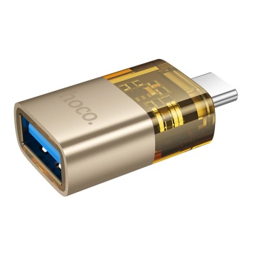 Adaptor USB-C la USB-A, OTG Hoco UA36B, incarcare rapida, auriu - Img 1