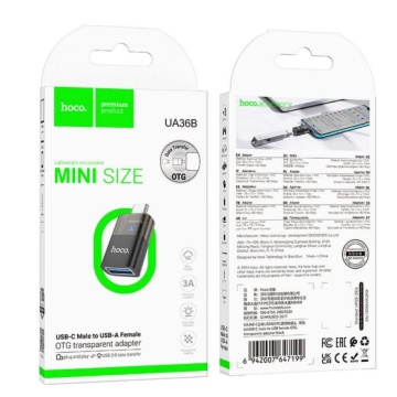 Adaptor USB-C la USB-A, OTG Hoco UA36B, incarcare rapida, negru - Img 6