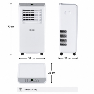 Aer conditionat portabil Zilan ZLN2495, 7000 BTU, functie racire dezumidificare ventilatie, telecomanda, alb - Img 7