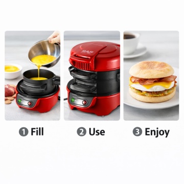 Aparat Burger Maker si Sandwich Raf R666 600W Placi Antiaderente Rosu - Img 5