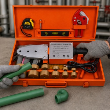 Aparat plita sudat tevi PPR Pexor 2000W, control precis al temperaturii, incalzire rapida, 20mm-32mm, 6 bacuri, foarfeca taiat tevi, ruleta 3m, impus, orange - Img 3