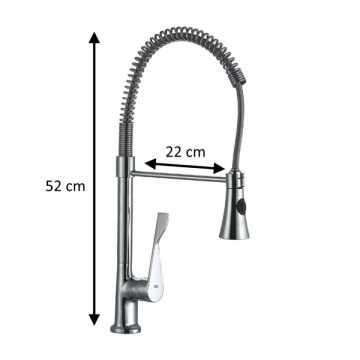 Baterie bucatarie Z-INOX, gat flexibil 45cm, 2 moduri stropire, cartus ceramic, ZLN8153, argintiu - Img 3