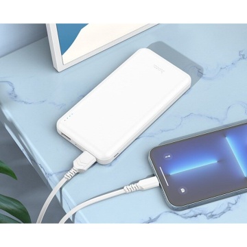 Baterie externa 10.000mAh, Hoco J100, 2xUSB-A, incarcare rapida, alb - Img 3