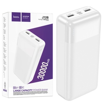 Baterie externa 30.000mAh, Hoco J72B, cu 2xUSB-A, afișaj LED, alb - Img 4