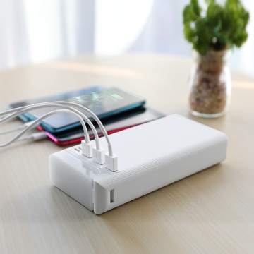 Baterie externa Hoco J62, 30000mAh, 3xUSB-A, incarcare wireless, lampa LED, 10W, Alb - Img 4