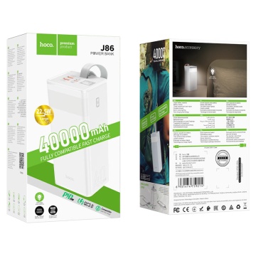 Baterie externa Hoco J86, 40000mAh, 22.5W, USB-C PD, QC 3.0, LED, alb - Img 2