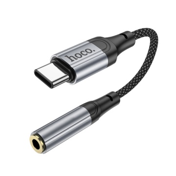 Cablu Audio USB-C la Jack 3.5mm (F) - MultiFunction, Hoco LS36, 12cm, negru - Img 3