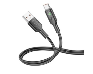 Cablu USB-A la Lightning, Hoco U120, 2.4A, LED Power, 1.2m, negru - Img 1