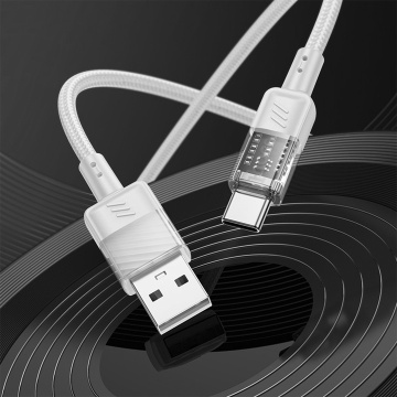 Cablu USB-A la USB-C, Hoco U129, 18W, 3A, Crystal, 1.2m, gri - Img 4