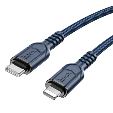 Cablu USB-C la Lightning, Hoco X59, PD20W, QC3.0, Braided, 1m, albastru - Img 1