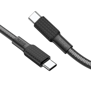 Cablu USB-C la Lightning, Hoco X69, PD60W, QC3.0, Flat, Braided, 1m, negru-gri - Img 1