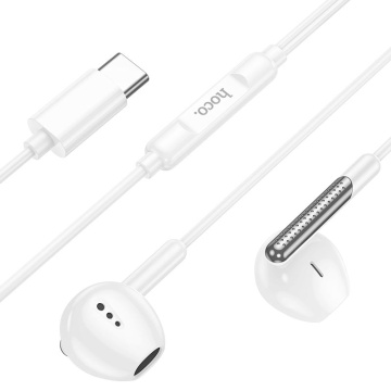 Casti cu Fir Hoco M123, In Ear, USB-C, 1.2m, Mic & Volume Key, HiFi, alb - Img 2
