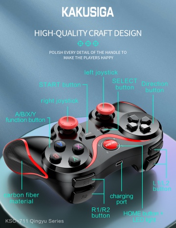 Controler jocuri wireless Kaku KSC-711, Bluetooth 5.0, 400mAh, compatibil iOS/Android, negru, timp utilizare 10h - Img 5