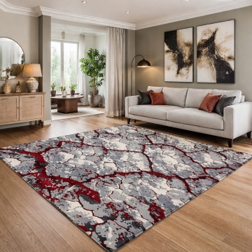 Covor Livario Milano Bedrock Crem Rosu