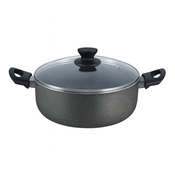 Cratita gatit ZILAN, 28cm, aluminiu 2.1mm interior neaderent PTFE, capac sticla, ZLN-2003, gri