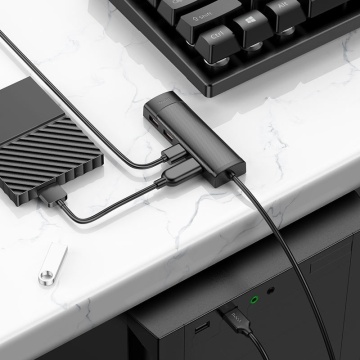 Hub USB, Multiport, Hoco HB41, USB-C la 3 x USB-A 3.0, USB-A 2.0, 480Mps, 20cm, negru - Img 4