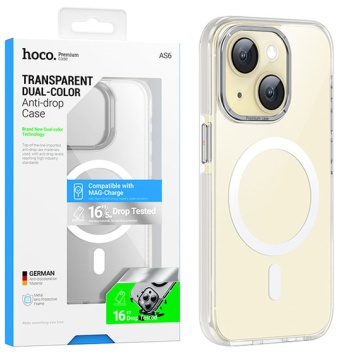 Husa iPhone 15 Pro Hoco AS6, MagSafe, GripEdge, protectie premium, gri-transparent