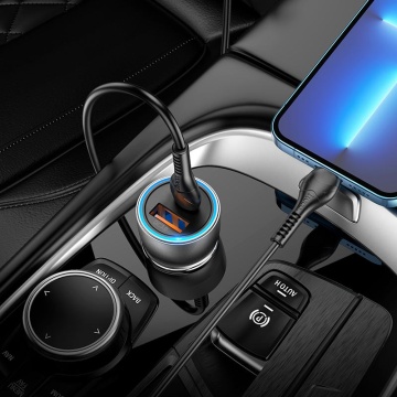 Incarcator Auto Hoco NZ8, 25W, 1xUSB-C, 1xUSB-A, PD, QC 3.0, albastru - Img 3