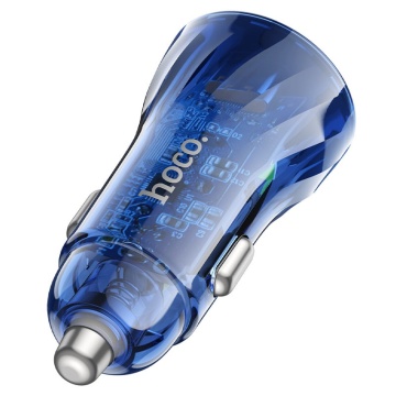 Incarcator Auto Hoco Z47, 20W, 2xUSB-A, Clear, albastru - Img 4