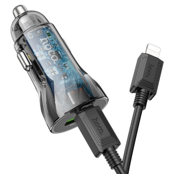 Incarcator Auto Hoco Z47, 20W, 2xUSB-A, Clear, negru - Img 2