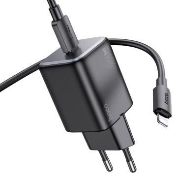 Incarcator Retea + Cablu Lightning Hoco N40, 20W, 1xUSB-C, PD, negru - Img 2