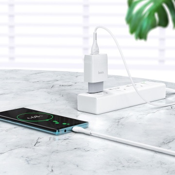 Incarcator Retea + Cablu MicroUSB, Hoco C72Q, 18W, 1xUSB-A, QC 3.0, alb - Img 3