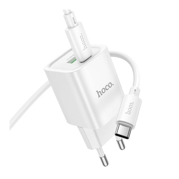 Incarcator Retea + Cablu USB-C Hoco C149A, 1m, PD20W, 1xUSB-C, 1xUSB-A, alb - Img 4