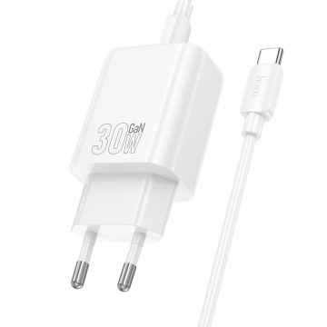 Incarcator Retea + Cablu USB-C Hoco N62, 1m, PD30W, 1xUSB-C, 1xUSB-A, alb - Img 2