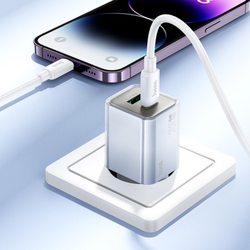 Incarcator Retea Hoco N46, PD20W, 1xUSB-C, 1xUSB-A, alb - Img 4