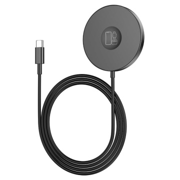 Incarcator Wireless Hoco CW41, MagSafe, 15W, Qi Charging, Magnetic, 3 in 1, negru - Img 1