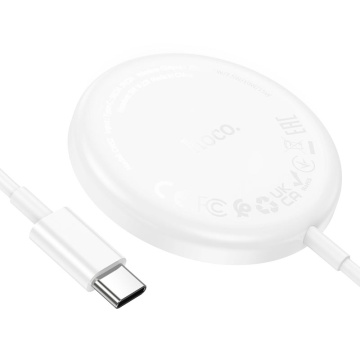 Incarcator Wireless Hoco CW52, Magnetic, 15W, Qi Charging, Fast, Universal, alb - Img 2
