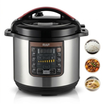 Multicooker Electric Sub Presiune, Raf R181 8L 1350W Control Digital Oțel Inox Argintiu Negru