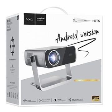 Proiector Smart Hoco DT5, Full HD 1080p, Android Sync, focus reglabil, metal, gri - Img 4