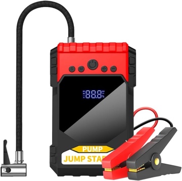 Starter auto Pexor 4 in 1, booster baterie 1800A, compresor 150PSI, baterie externa 14800mAh, lanterna LED, afisaj digital, negru/rosu - Img 1