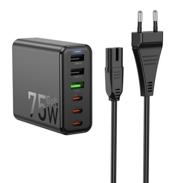Statie incarcare Hoco C133A, PD75W, 3xType-C, 3xUSB-A, MultiHub USB, Cablu retea, negru