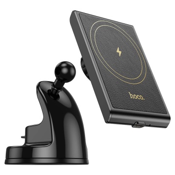 Suport auto Hoco HW20, wireless 15W, MagSafe, bord/parbriz, MultiAngle, negru - Img 2