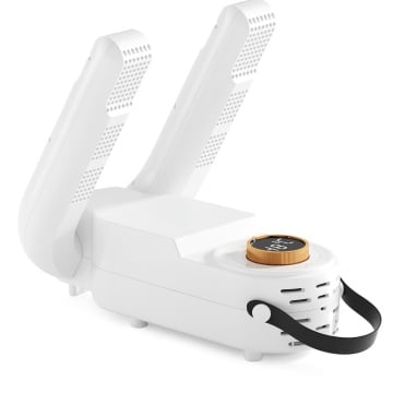 Uscator electric pentru pantofi si adidasi, cu timer, uscare 360° cu aer cald, termostat inteligent si oprire automata, portabil, alb