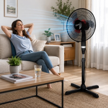 Ventilator cu picior Zilan ZLN2331, 60W, 3 trepte viteza, palete duble, negru - Img 6