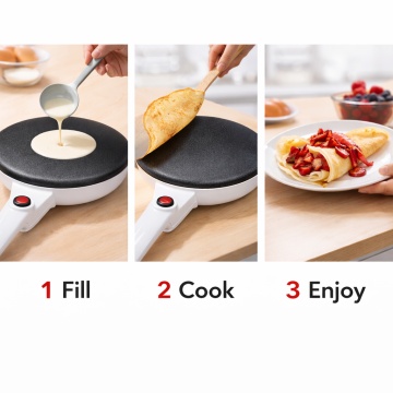 Aparat pentru clatite Electric, Raf R5208, 600W, Suprafata Antiaderenta 20 cm, Incalzire Rapida, Alb - Img 4