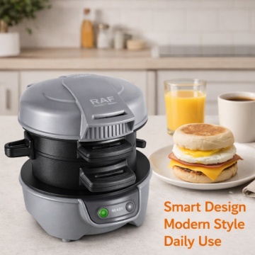 Aparat Sandwichuri si Burgeri Raf R666 600W Placi Antiaderente Compact Usor de Curatat Gri - Img 8