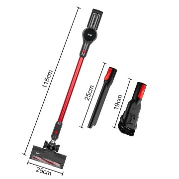 Aspirator fara fir RAF R8675, vertical si de mana, 120W, filtru HEPA, 4 accesorii, baterie 2200mAh, negru-rosu - Img 4