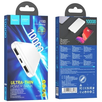 Baterie externa 10.000mAh, Hoco J100, 2xUSB-A, incarcare rapida, alb - Img 4