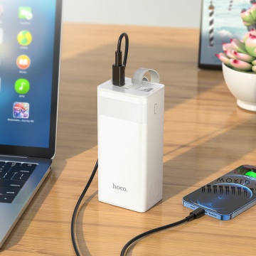 Baterie externa Hoco J86, 40000mAh, 22.5W, USB-C PD, QC 3.0, LED, alb - Img 3