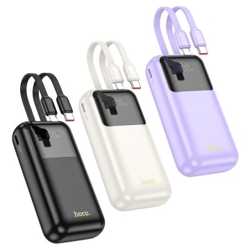 Baterie externa Hoco Q25, 10000mAh, cabluri USB-C si Lightning, incarcare rapida 20W, ecran LED, negru - Img 5