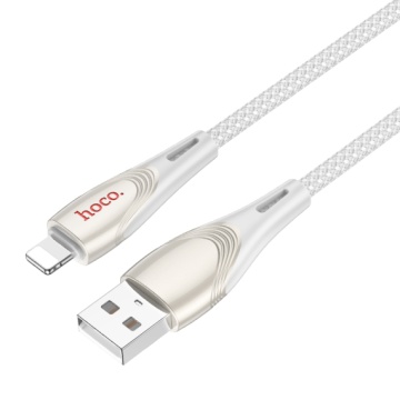 Cablu USB-A la Lightning, Hoco U133, 2.4A, Braided, 1.2m, gri - Img 1