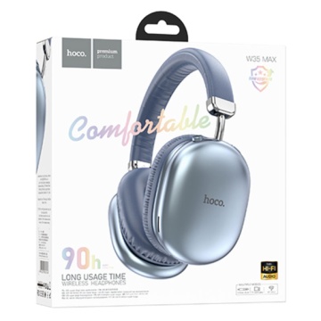 Casti Wireless Hoco W35 Max, Over Ear, BT 5.3, Stand-By 200h, 800mAh, suport card, Joy, albastru - Img 4