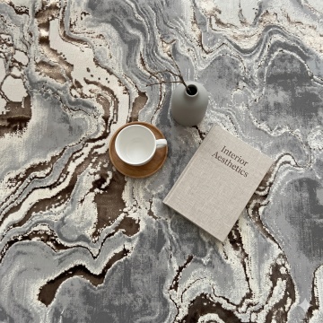 Covor Livario Aurum Galaxy Maro, design modern abstract, confort sporit, gri maro - Img 2