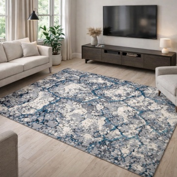 Covor Livario Milano Bedrock Crem Turcuaz
